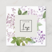 薄紫コテージガーデン水彩フローラバンチロゴ スクエア名刺 (正面)