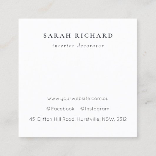 薄紫コテージガーデン水彩フローラバンチロゴ スクエア名刺 (裏面)