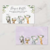 薄紫サファリ動物おむつラッフルカードインサート エンクロージャーカード (正面/裏面)