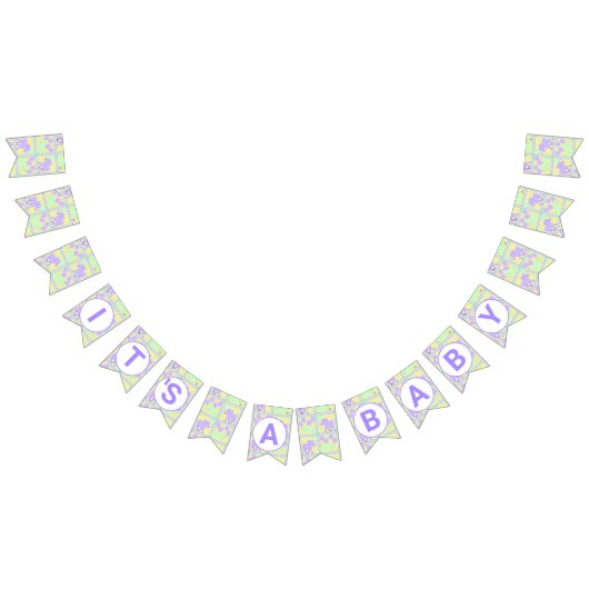 薄紫サーカスキュートパターンニュートラルベビーシャワー バンティングフラッグ (全)