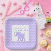 薄紫サーカスキュート象おもしろいベビーシャワースクエア ペーパープレート (パーティー)
