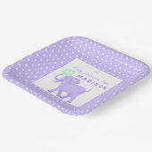 薄紫サーカスキュート象おもしろいベビーシャワースクエア ペーパープレート (傾斜あり)