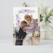 薄紫シェード花と枝の写真結婚ズ サンキューカード (スタンド正面)