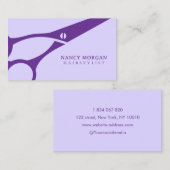 薄紫シザーヘアスタイリストパープル名刺 名刺 (正面/裏面)