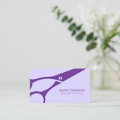 薄紫シザーヘアスタイリストパープル名刺 名刺 (スタンド正面)