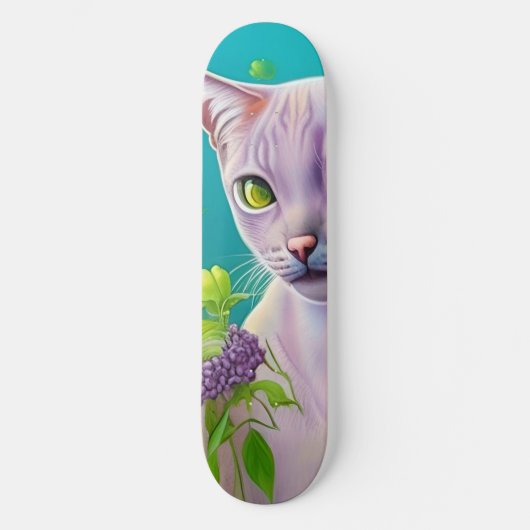 薄紫シャム猫薄紫花オンティール(緑がかった色) スケートボード (正面)