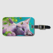 薄紫シャム猫薄紫花オンティール(緑がかった色) ラゲッジタグ (正面横)