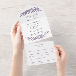 薄紫シンプルブランチフォーマルワーディング結婚ズ オールインワン招待状