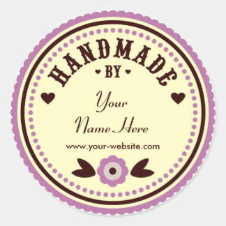 薄紫シールで手作りパーソナライズされたの花 ラウンドシール