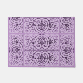 薄紫スクロール模様 ドアマット