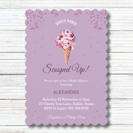 薄紫スクープアップ、グリッターアイスクリームブライダルシャワー 招待状