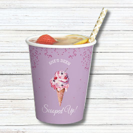 薄紫スクープグリッターアイスクリームブライダルシャワー 紙コップ