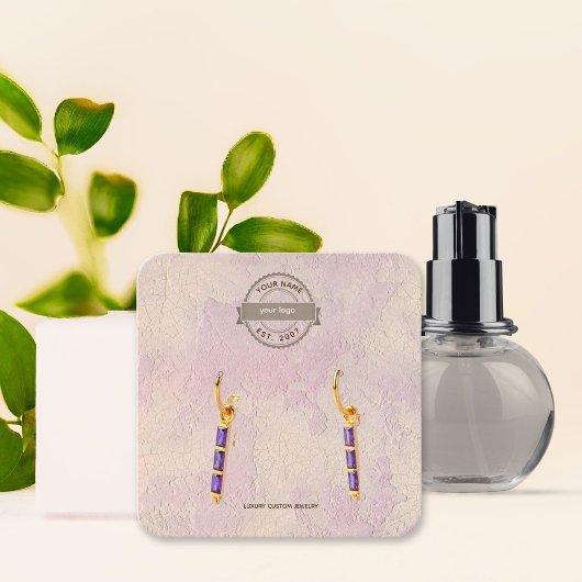 薄紫スタッコヴィンテージロゴイヤリングディスプレイ スクエア名刺