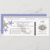 薄紫スターフィッシュメキシコボーディングパス結婚ズ 招待状 (正面/裏面)