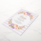 薄紫ストライプと開花イースターディナー 箔招待状 (回転した状態)