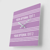 薄紫ストライプカスタム壁掛け スクエア壁時計 (傾斜)