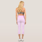 薄紫ストライプ横向きハイウェストCapris カプリレギンス (裏面)