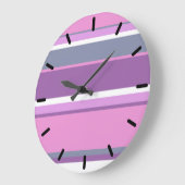 薄紫ストライプ ラージ壁時計 (傾斜)