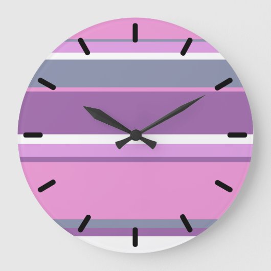 薄紫ストライプ ラージ壁時計 (正面)