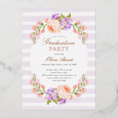 薄紫ストライプ・開花卒業党 箔招待状 (正面)