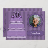 薄紫ダエレガントマスク90誕生日フォト招待状 招待状 (正面/裏面)