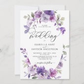 薄紫ダスティパープルメイヴフローラエレガントな結婚式 招待状 (正面)