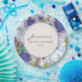 薄紫ダスティブルーウォーター色フローラブライダルシャワー ペーパープレート (パーティー)