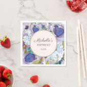 薄紫ダスティブルーウォーター色フローラ誕生日 スタンダードカクテルナプキン (インサイチュ)