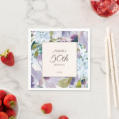 薄紫ダスティブルーウォーター色フローラ50誕生日 スタンダードカクテルナプキン (インサイチュ)