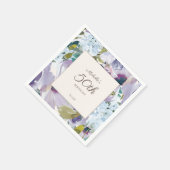 薄紫ダスティブルーウォーター色フローラ50誕生日 スタンダードカクテルナプキン (角)