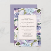 薄紫ダスティブルークリームフローラリハーサルディナー 招待状 (正面/裏面)