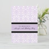 薄紫ダマスク40歳誕生日パーティの招待状 招待状 (スタンド正面)