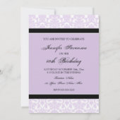 薄紫ダマスク40歳誕生日パーティの招待状 招待状 (裏面)