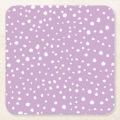 薄紫ダルマチアスポット、ダルマチアドット点々のある、 スクエアペーパーコースター (正面)