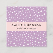 薄紫ダルマチアスポット、ダルマチアドット点々のある、 スクエア名刺 (正面)