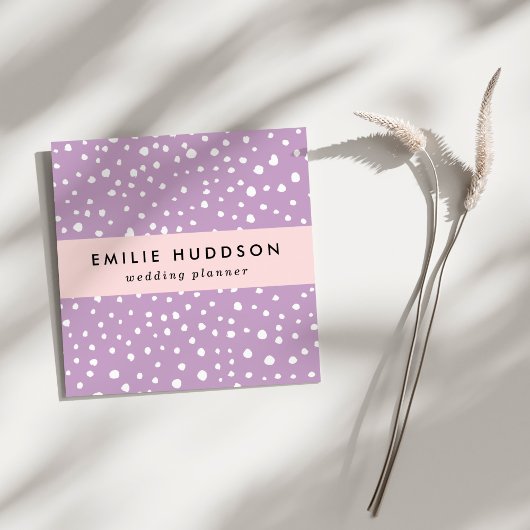 薄紫ダルマチアスポット、ダルマチアドット点々のある、 スクエア名刺