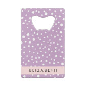 薄紫ダルマチアンスポット、ダルマチアンドット、あなたの名前 クレジットカード栓抜き (裏面)