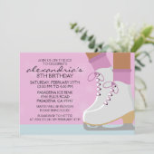 薄紫ダークスキンスケートレースアイススケートで滑るパーティー 招待状 (スタンド正面)