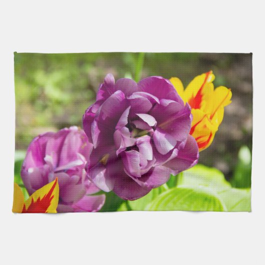 薄紫チューリップ キッチンタオル (横)