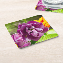 薄紫チューリップ スクエアペーパーコースター