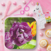 薄紫チューリップ ペーパープレート (パーティー)