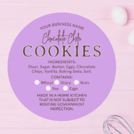 薄紫チョコレートチップクッキーコテージ法シール ラウンドシール