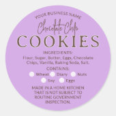 薄紫チョコレートチップクッキーコテージ法シール ラウンドシール (正面)