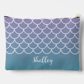 薄紫ティール(緑がかった色)グラデーションマーメイド魚鱗 アクセサリーポーチ (裏面)