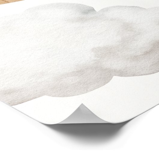 薄紫テディベアーリーファースト誕生日ウェルカムサイン ポスター (角)