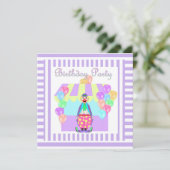 薄紫テーマストライプパーティの招待状 招待状 (スタンド正面)
