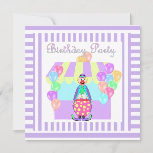 薄紫テーマストライプパーティの招待状 招待状 (正面)