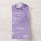 薄紫ディスコボールスティレット&ボールガウンQuinceaenera オールインワン招待状 (内側)