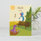 薄紫ディーノインパーク誕生日 招待状 (スタンド正面)