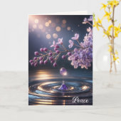 薄紫デウドロップ悔やみや弔慰 カード (黄色い花)